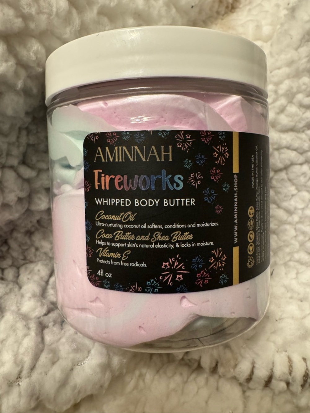 Aminnah Limited Edition
Fireworks Whipped Body Butter, Blue/Blackberry Scent